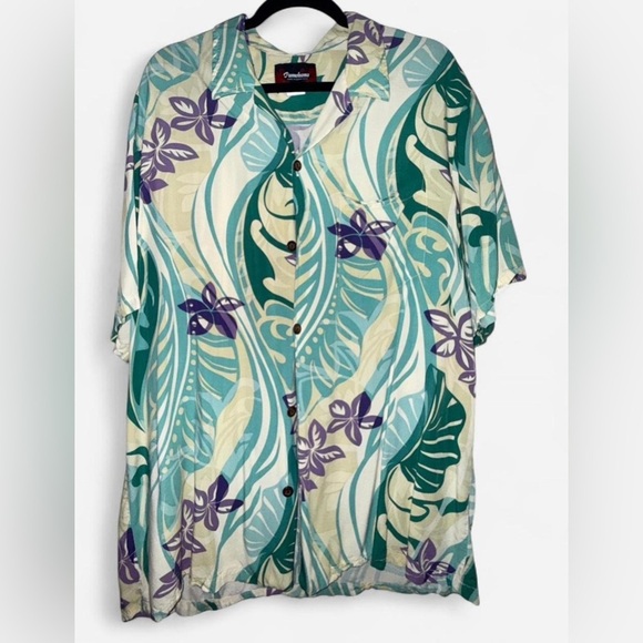 Other - Men's Tropical Print Shirt - Green and Purple